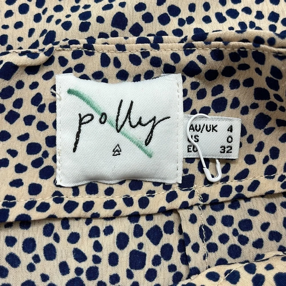 Princess Polly Tan and Blue Print Mali Ruffle Mini Skirt Size 0